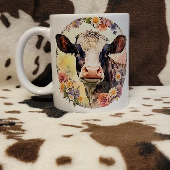 Cow Floral Ceramic Coffee Mug Tea Cup - Picture 5 of 6